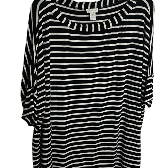 Chico’s Black & White Striped Top - Picture 2 of 7